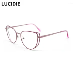 Óculos de sol Quadros Lucidie Vintage Cat Eye Glasses Frame Mulheres tendem a Óculos de metal Myopia Candy Candy Color Eyewear Optical Prescription 23119