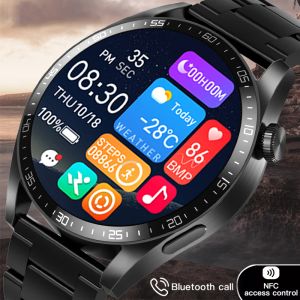 Kılıflar HW3 Pro Smart Watch Erkekler İzle NFC Bluetooth Çağrı Kablosuz Şarj Cihazı Sesli Yardımcı Spor Smartwatch 2022 PK HW28 HW66