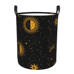 Laundry Bags Folding Basket Moon Sun And Stars Dirty Clothes Storage Bucket Wardrobe Clothing Organizer Hamper