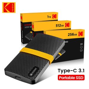 Drives Kodak x200 Zewnętrzny dysk twardy 256 GB 1 TB Przenośny dysk twardy SSD 512 GB Disco Duro EXTO 1,8 cala napędu typu C USB 3.1