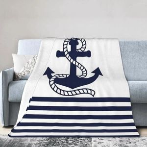 Coperte flanella lancio coperta anchor nautico morbido da letto morbido peluche caldo per letto soggiorno da viaggio da picnic