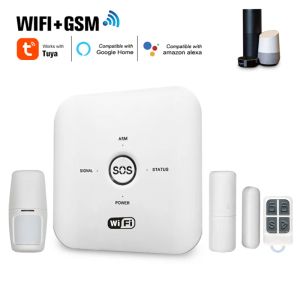 Zestawy Tuya Smart Wi -Fi GSM System bezpieczeństwa Home Alarm System PIR Zdalny system alarmowy 100240V Współpracuje z Alexa Google Assistant