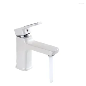 Bathroom Sink Faucets Mixer Chrome Handle And Cold Water Faucet White Square Basin