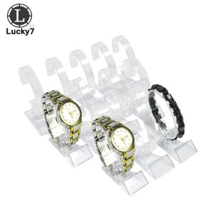 Bangle Wholesale 10pcs/Lot Acrylic Watch Display Rack Clear Rotating Bracelet Bangle Chain Organizer Storage Holder Watch Stand