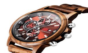 Drewniany zegarek Data Data Casual Men Luksusowe drewniane chronograf sport zegarki wojskowe na świeżym powietrzu w Wood Relogio Masculino Ly1916606602