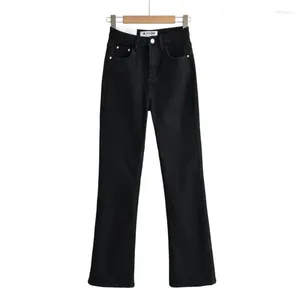 Women's Jeans Stylish Mid-Waist Dark With Flared Legs And Streamlined Look For Everyday Wear