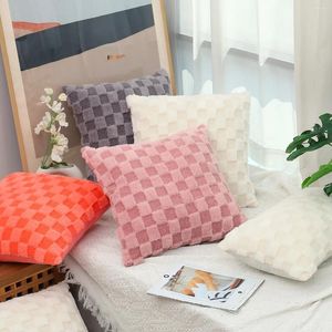 Pillow Plush Plaid Cover Simple Geometric Sofa Headboard Waist
