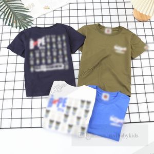 Barn Cartoon Monkey Letter Tryckt T-shirts 2024 Summer Boys Cotton Short Sleeve Casual Tops Kids Designer kläder Z7513