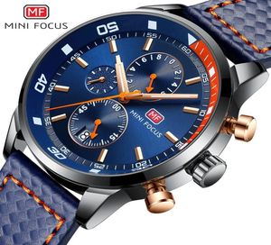 Minifocus Brand Sports Men039s zegarek chronograf wojskowy kwarcowy zegarek skórzany zegar męski zegarek Relogio Masculino3266373