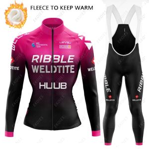 Sets Woman Cycling Clothing Huub Winter Térmico lã de ciclismo Jersey Set Lady Ropa Ciclismo Mangas longas Jersey de bicicleta de montanha Conjunto