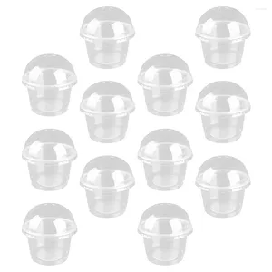 Disposable Cups Straws 20Pcs 250ml Mini Plastic Containers Dessert Cup Clear Salad Cake Box Cover