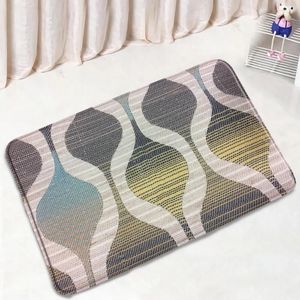 Bath Mats Modern Geometric Printed Bathroom Mat Stripe Simplicity Flannel Non-Slip Rugs Home Decor Kitchen Bedroom Door Carpet