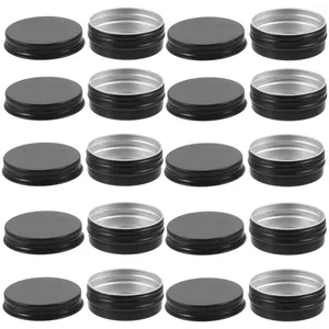 Garrafas de armazenamento 20 PCs Recipiente redondo com linha de tampa Creme de alumínio Jar Tin Metal Tin Small Reabilable Travel