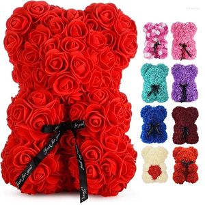 Flores decorativas de rosa artificial urso vermelha rosa flor flor para mamãe dia das mães Casamento dos namorados Decorações de presentes de aniversário