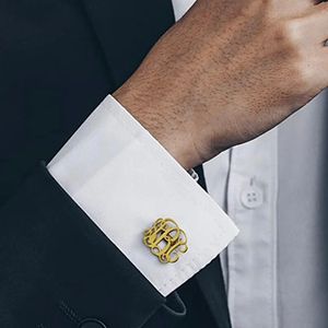 Iniciais personalizadas masculino abotonete de link de letra personalizada Link para a camisa de homem de aço inoxidável Jóias de aço no casamento Groomsmen Gifts 240403