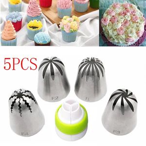 Baking Tools Rose 4Pcs Big Size Cream Icing Nozzles Stainless Steel Russian Piping Tips Cupcake Cake And 1Pcs Coupler