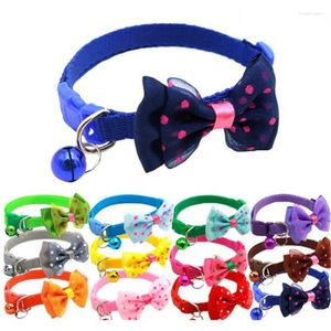 Dog Apparel Cat Collar For Puppy Kitten Small Animal Adjustable Collars Bell Bowknot Necklace Dots Print Pet Accessories