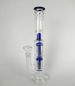 H 16quot Glass Bong QuotSpoiled Greenblue Speranzaquot Double Tree Perc Dome Percolator Water Pipe 18mm skål Big Water Pip6173588