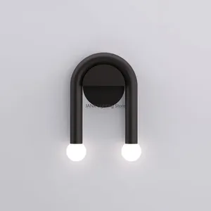 Design a parete designer a forma di U LED Nero per accanto allo studio della camera da letto Morden Sonce Lighting INFIDO APPOSSIBILE DI DECIVIMENTO MINIMALISTRO CASA