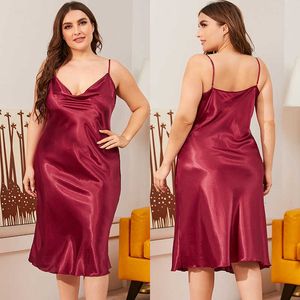 Plus Size Summer Designer Sleepwear Wholesale Night Dresses For Women Silk Pyjamas Satin Babydoll Pyjama Set Oversize Nightgown