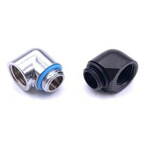 90 graus fêmea dupla fêmea de latão F-F Conector para juntas de tubo duro G1/4 Peças de resfriador de água com rosca Multicolor CC-EW90-V2