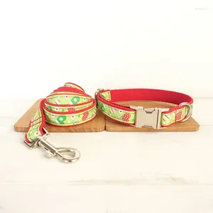 Dog Collars Nylon Christmas Collar Leash Self-design Free Engrave ID Tags Pet Necklace Adjustable For Big Small Dogs