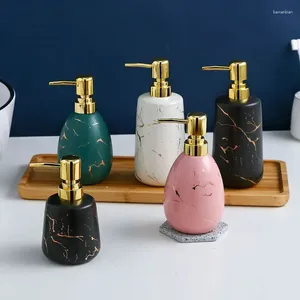 Sıvı Sabun Dispenser Yaratıcı Yaldızlı Mermer Seramik Şişe Banyo Duş Jel Şampuan Nem Şişeleme Aksesuarları