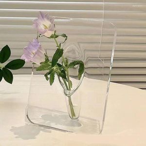 Vases Art Po Frame Vase Resin Multi Functional Hydroponic Flower For Office Home Transparent