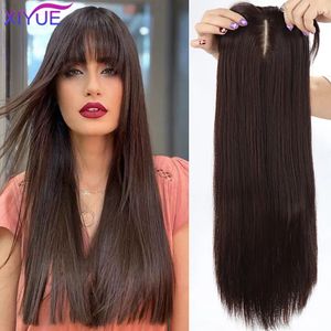 Xiyuewig feminino longo Cabelo encurralado da cabeça cheia sem necessidade de rede de cabelo invisível e rastreio de cabelo 240403