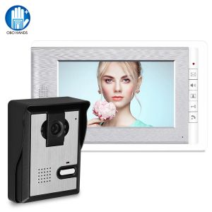 Dörrklockor Home Video Doorbell Intercom System 7 '' TFT LCD Wired Video Door Phone Indoor Monitor 700tvl Outdoor IR Camera Support Unlock