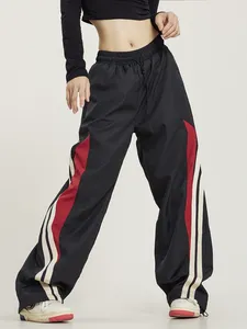 سروال نسائي Houzhou Womgy Women Spectpants Wide Leg joggers غير الرسمي الشارع y2k خمر أسود أسود كبير كبير الحجم