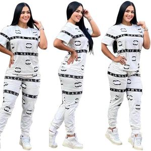 Mode neue Damen Tracksuits Designer Volldruck gedruckte Sportanzüge Kurzarm Shirts Tops und Hosen zweiteilige Sets Outfits Anzug Tracksuit Mujer