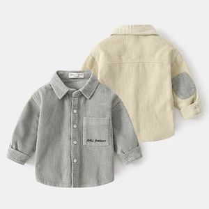 Baby Boys Shirts Long Sleeve School Blouse Corduroy Boys Cardigan Kids White Shirt For Toddler Boys Blouse Children Tops Autumn 240326