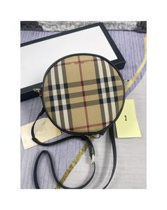 British Style Children Circular Purse Ins Boys Girls Plaid Canvas Messenger Bags Kids Letter Printed Single Shoulder Bag Designer Lattice Mini Wallet S1297