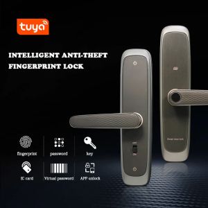 Lock Tuya Electronic Smart Door Lock With Biometric Fingerprint / Smart Card / Password / Key Unlock/ USB Emergency Charge