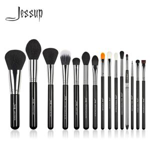 Jessup Pro Makeup Pędzers Zestaw 15pcs kosmetyczny makijaż makijaż w proszku podkład cienia do cienia do cienia do powiek czarna T092 240327