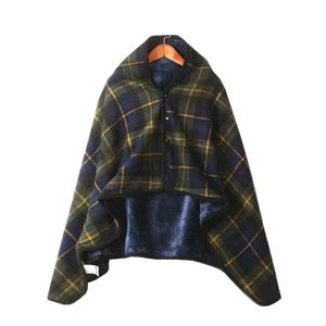 2024 Wearable Plaid Fleece Blanket Polyester Blanket with Button Winte Warm Throws on Sofa Bed Travel Thicken Bedroom Plaids Blanket- for Travel Thicken Plaids