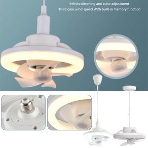 Gadgets 48/60W Tavan Fanı E27 LED Işık ve Uzaktan Kumanda 360 ° Döndürme Soğutma Oda için Elektrik Fan Lambası Avize