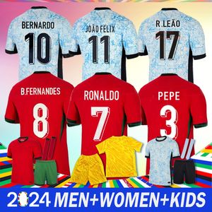 24/25 Portugal New Soccer Trikots 2024 Sonderausgabe Training Kleidung Joao Felix Pepe Ronaldo B.fernandesplayer Fans Männer Kids Sets Kit Tops und Shorts