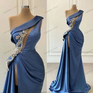 Classic Evening Dresses Satin Prom Dress One Shoulder Sheath Mermaid Embroidery Sexy Robes For Formal Party Vestidos De Gala 240401