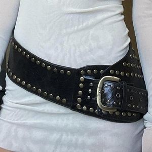 Gürtel Frauen breite Boho -Disc Western Chunky Oval Concho Gürtel Y2K Grunge Accessoires Vintage Streetwear