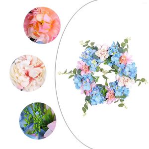 Decorative Flowers Hydrangea Wreath Spring 12 Inches Blue White Pink Artificial Summer Farmhouse Floral Flower All Seasons