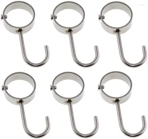 Hooks 6st Silver Silver rostfritt stål kök hänger rodrörsskena för hängande krukor och kokkärl handdukar ugnsmittor