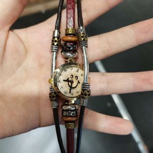 Student Quartz Water Diamond Armband Women's Leather Watch Strap