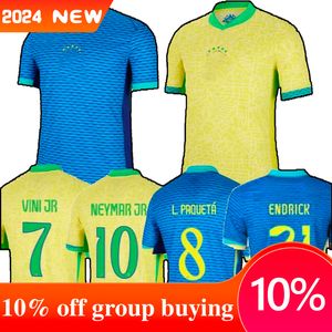 2024 Brasile Brasile Brasile Maglie di calcio Neymar Vini Jr Paqueta Richarlison Casemiro G. Jesus T. Silva 24 25 Shirt nazionali Shirt Kit Kits Fan Player