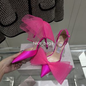 Дизайнерские высокие каблуки женские туфли для обуви бренд бренд Slipper Bow Fashion Elegant Женская мода дома вечеринка свадебная обувь белая черная роза красные