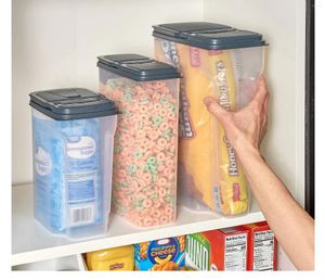 Lagringsflaskor 3-pack spannmål dispenser-multi pack set containrar mat kök föremål container