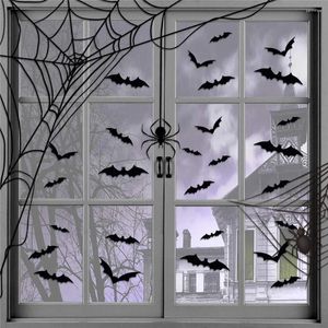 Party Decoration Black Bat 3D Halloween Wall Sticker Diy Decor PVC Scary Decos Props for Bar Room Cosplay