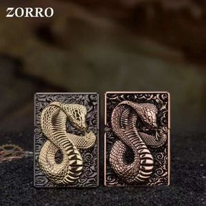 ZORRO METALEM kerosene heevy heavy Armor Snake Relief Copper Shell Grinding Wheel Ingition WindProof Lighter Gift