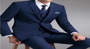 Twobutton Groom Wear Groomsmen Suits 2019 Blue Men039s Business Second Jacket Pants Vest Men039s Suits na ślub Groo9000421